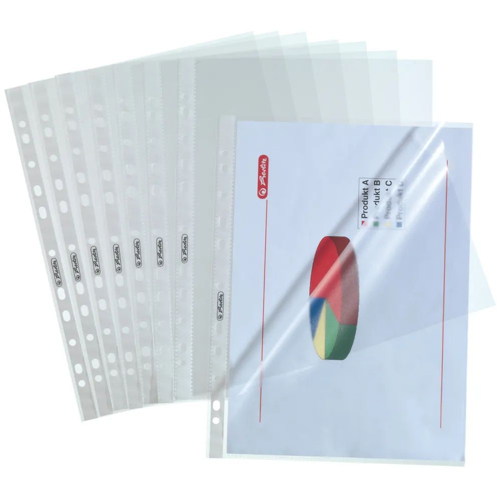 herlitz Prospekthülle, A4, genarbt, oben und seitlich offen, 10er Packung