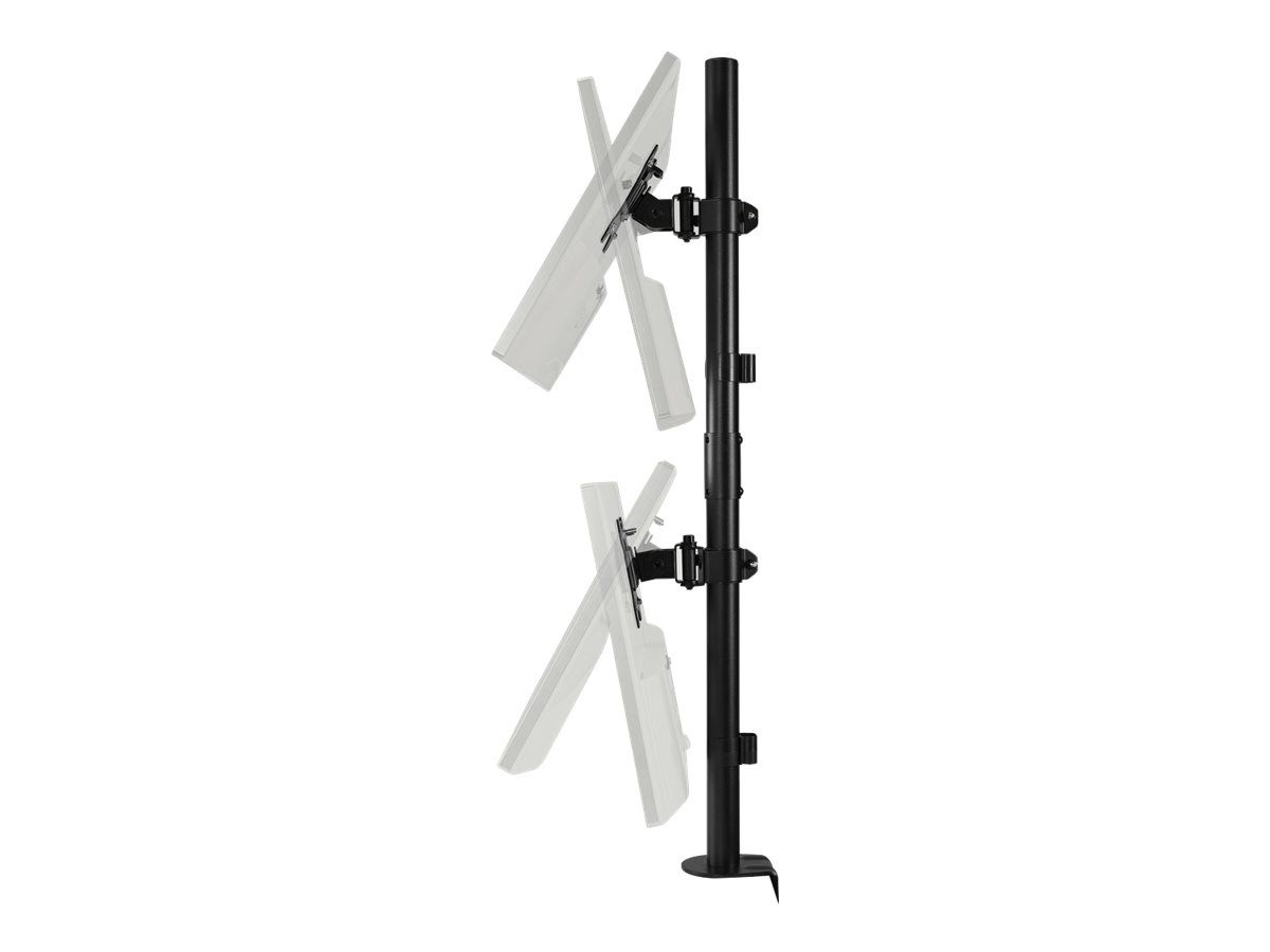 Kensington Befestigungskit (Doppelarm, C-Halterung 10 - 88 mm, Tüllenmontage 10 - 88 mm, Stange, 2 VESA-Platten) - Voll beweglich - für 2 LCD-/Plasma-Konsolen - vertikale Stapelung - Stahl - Schwarz - Bildschirmgröße: 33-81.3 cm (13"-32")