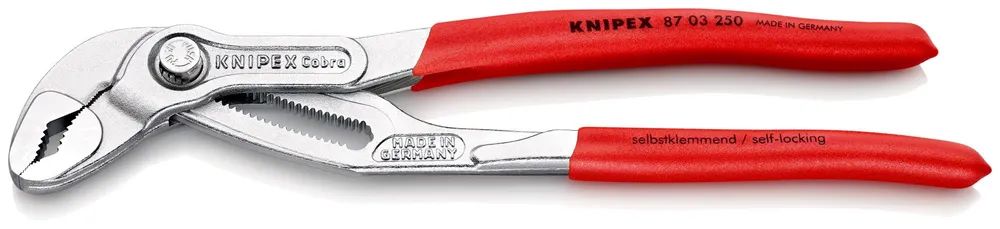 KNIPEX Cobra® Hightech-Wasserpumpenzange mit rutschhemmendem Kunststoff überzogen verchromt 250 mm