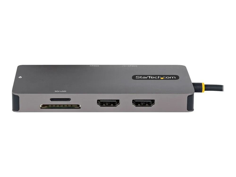 StarTech.com USB C Multiport Adapter, USB C auf Dual HDMI Video, 4K 60Hz, 5Gbit/s USB-A Hub, 100W PD Pass-through/GbE/SD-MicroSD Kartenleser, Reiseadapter/Laptop Dockingstation (120B-USBC-MULTIPORT)