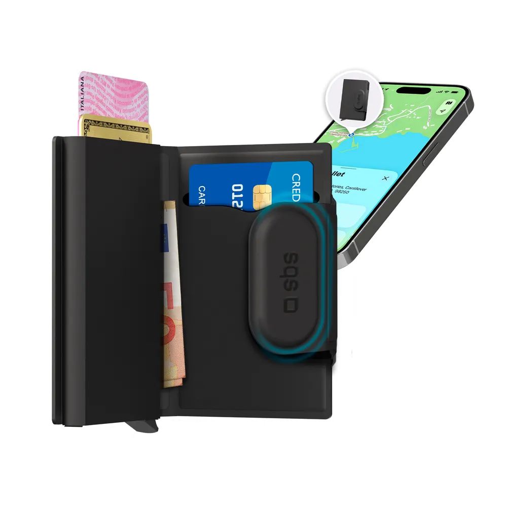 SBS TRACK MY WALLET Tracker, kompatibel mit Apple "Wo ist?" und Android "Find Hub", schwarz 