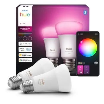 Philips Hue LED-Lampe "White & Color Ambiance", E27, A60, 1100, Doppelpack