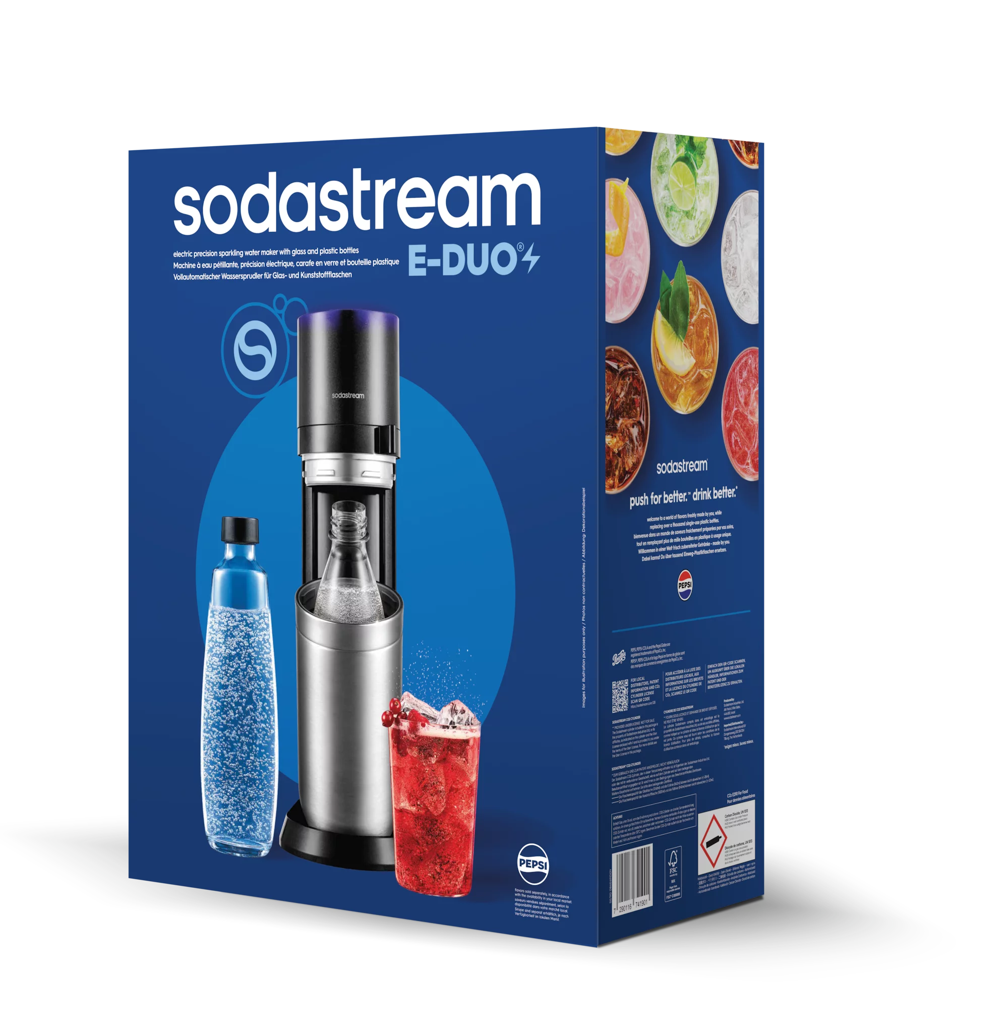 SodaStream E-DUO Wassesprudler titan, Standard Pack 1x Glasfl. 1L + 1x KSTFL 1L, DWS, 1x QC)