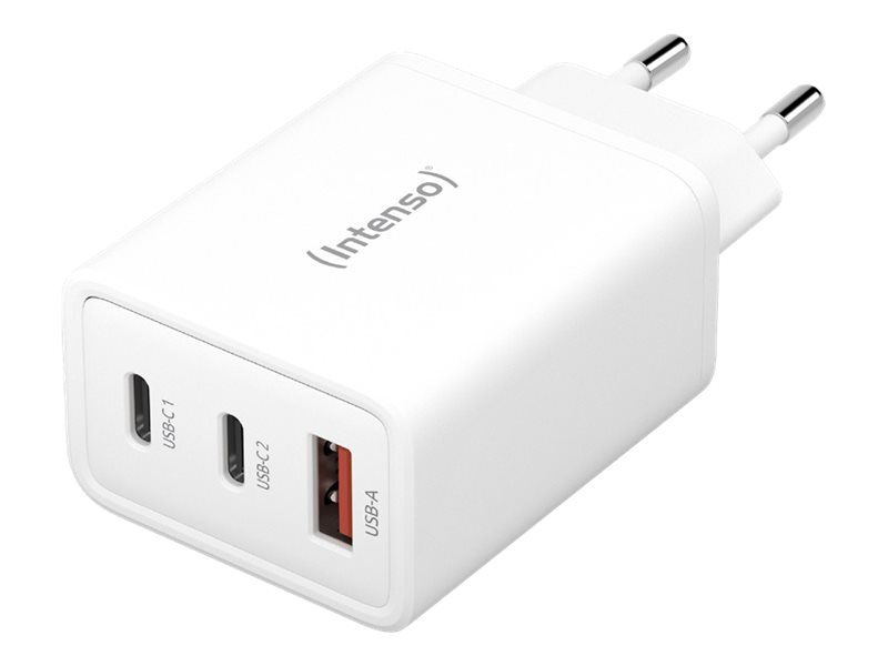 Intenso W65ACC - Netzteil - GaN - 65 Watt - PD 3.0, PD/PPS, QC 4.0 - 3 Ausgabeanschlussstellen (2 x USB-C, USB Typ A)