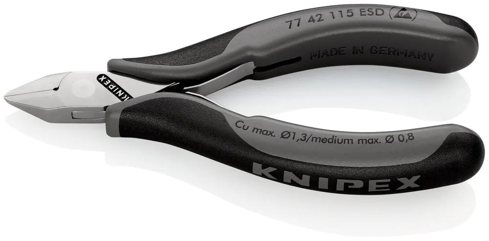 KNIPEX 77 42 115 ESD Elektronik-Seitenschneider ESD mit durchgestecktem Gelenk mit Mehrkomponenten-Hüllen 115 mm