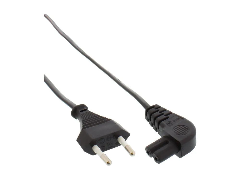 InLine Netzkabel - Netzstecker auf Euro 8 C7 Stecker - gewinkelt - 0,3m