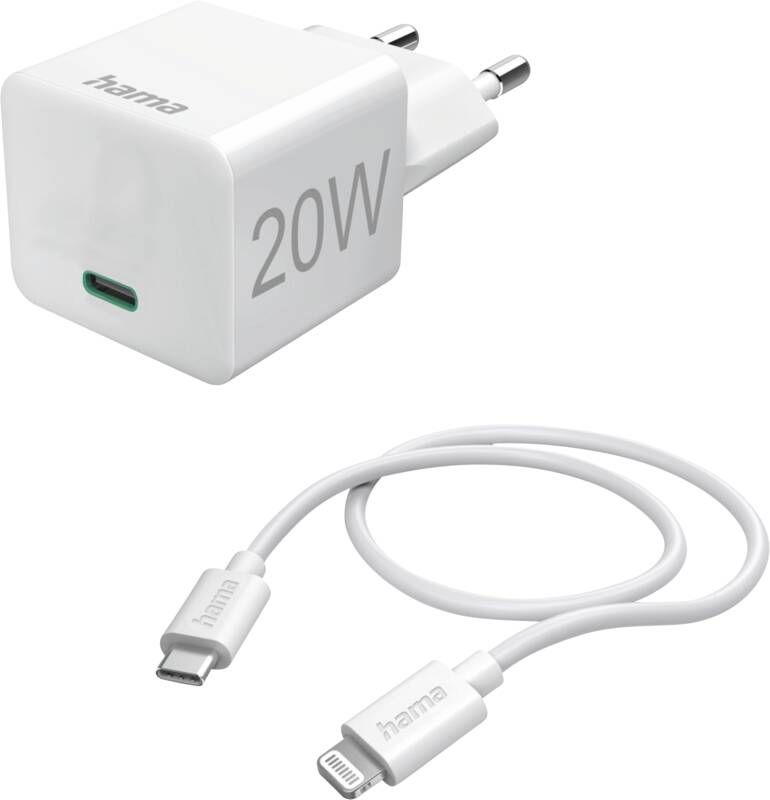 Hama Ladegerät 125124 Mini-Ladeset, Lightning, 20W
