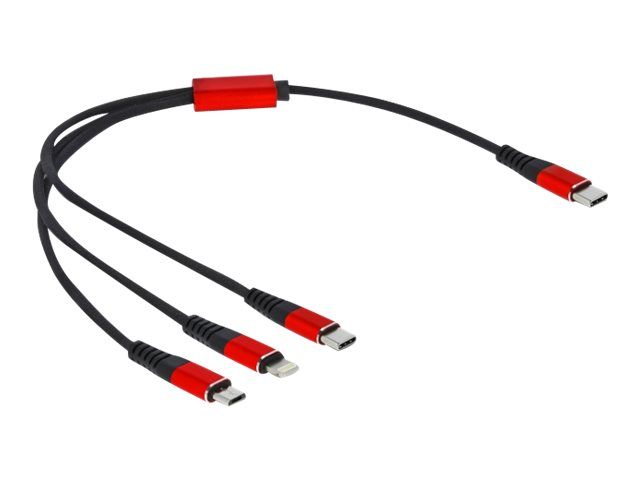 Delock 3 in 1 - Kabel nur zum Laden - 24 pin USB-C männlich zu Micro-USB Typ B, Lightning, 24 pin USB-C männlich