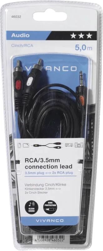 Vivanco Audiokabel Cinch-Klinke, 5m