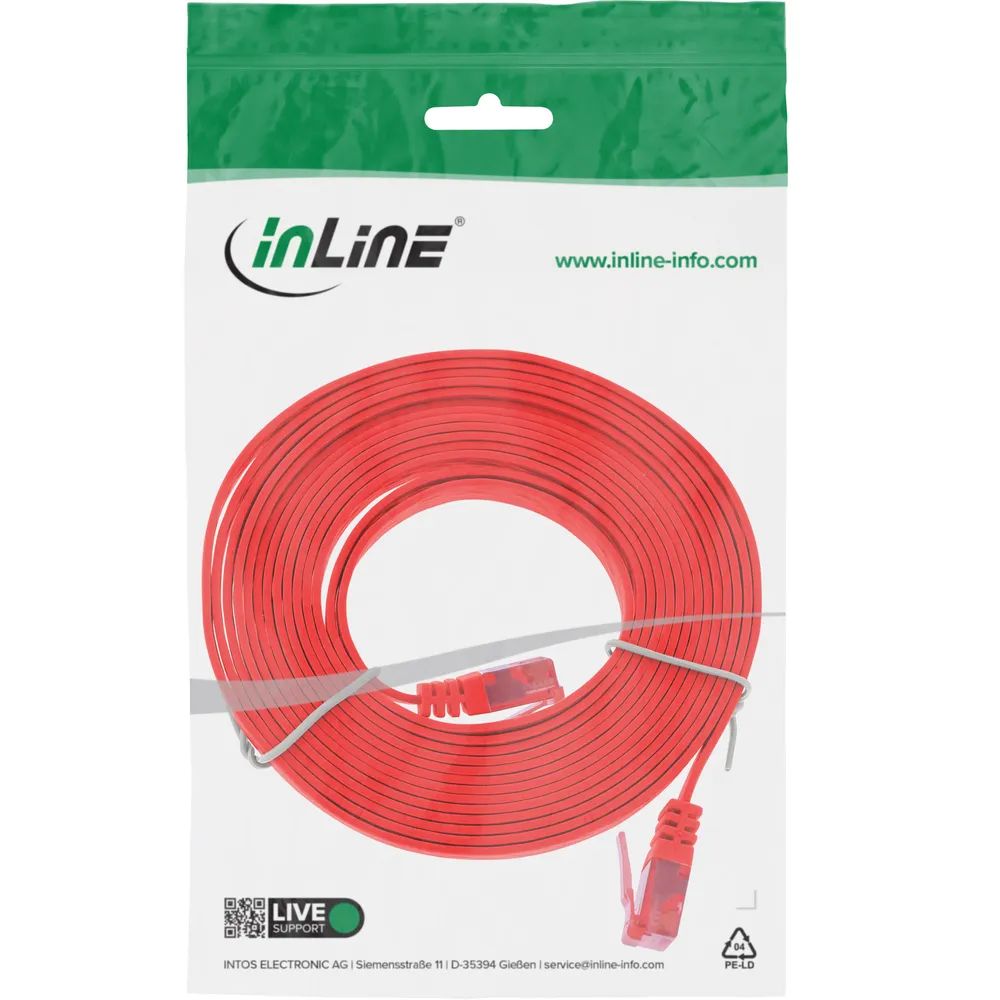 InLine Patchkabel flach - U/UTP - Cat.6 - rot - 5m