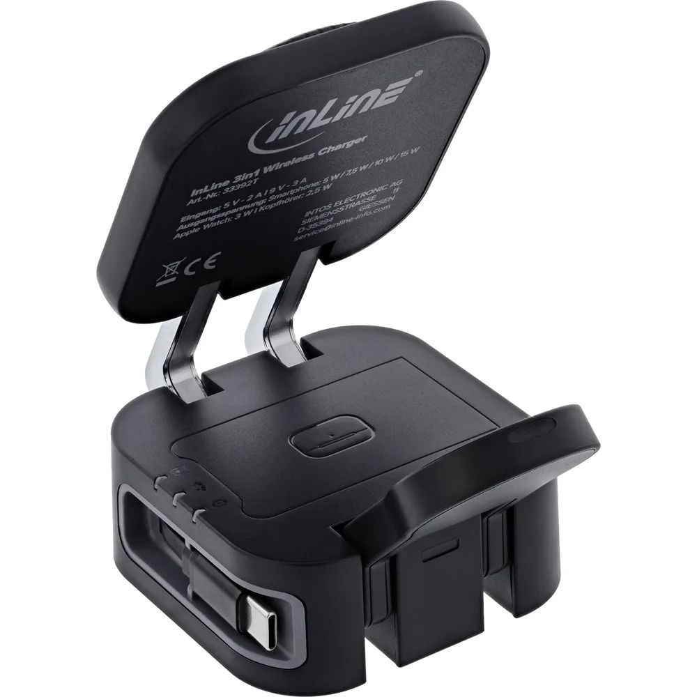 InLine 3in1 Wireless Charger - 15W Qi MagSafe kompatibel - 0,8m Kabel