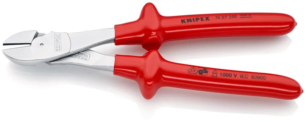 KNIPEX Kraft-Seitenschneider tauchisoliert, VDE-geprüft verchromt 250 mm