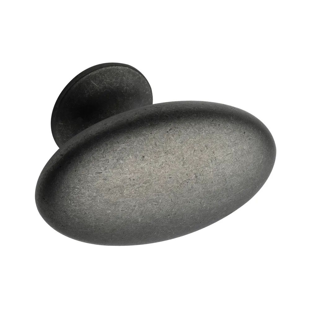 Furnipart Möbelknopf Oval Simple B 60 mm, H 35 mm, Zinkdruckguss antik grau