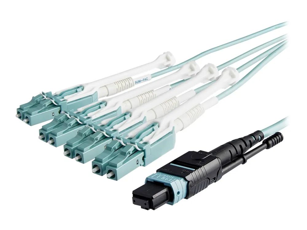 StarTech.com MTP to LC Breakout Cable - 30 ft / 10m - OM3 Multimode - 40Gb - Pull Tab - Plenum - MPO / MTP Connector - Fiber Optic Cable (MPO8LCPL10M)