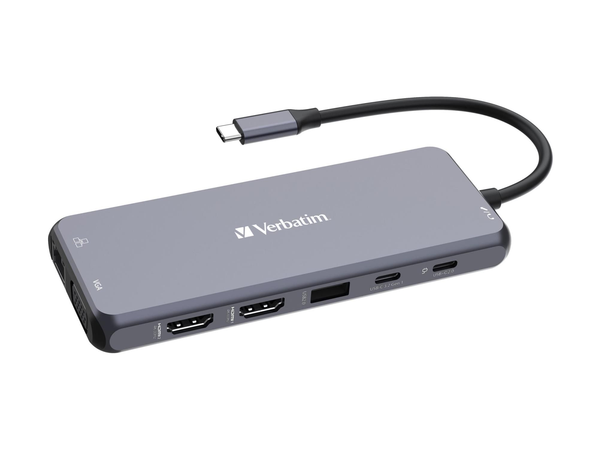 Verbatim Hub - 2 x HDMI + 1 x VGA + 7 x USB + 1 x 1 Gigabit Ethernet