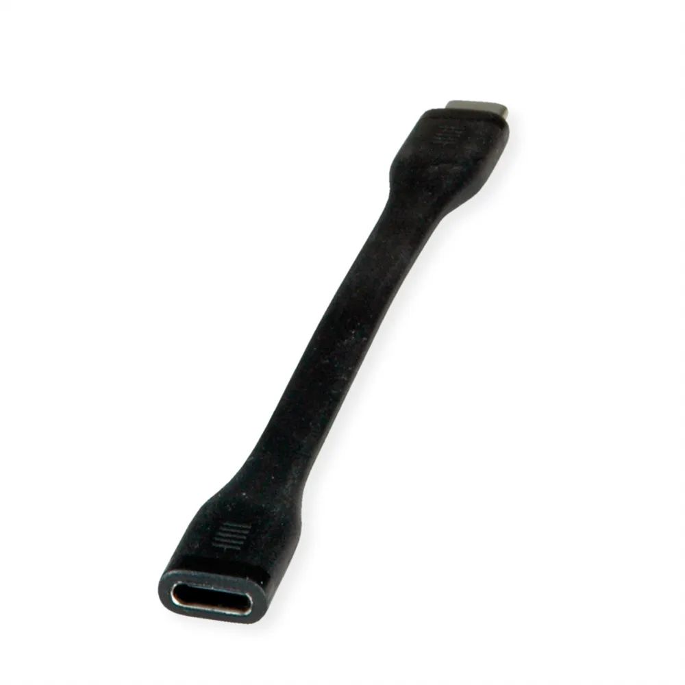 ROLINE USB4 Gen3x2 Verlängerungskabel, C-C, ST/BU, 8K UHD-2, 40Gbit/s, 100W, extra-flach, schwarz, 11,5 cm