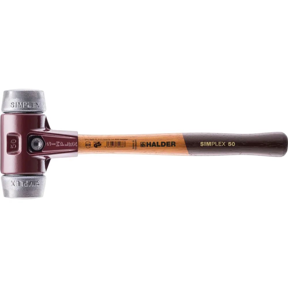 HALDER Schonhammer Temperguss Kopf ø 60 mm Alu Hickory Stiel