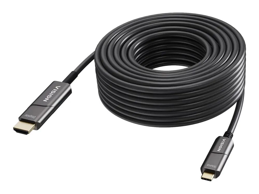 TECH DATA VISION - Adapterkabel - USB-C männlich zu HDMI männlich - 50 m - Glasfaser - Schwarz - Unterstützung für 4K60Hz (3840 x 2160)