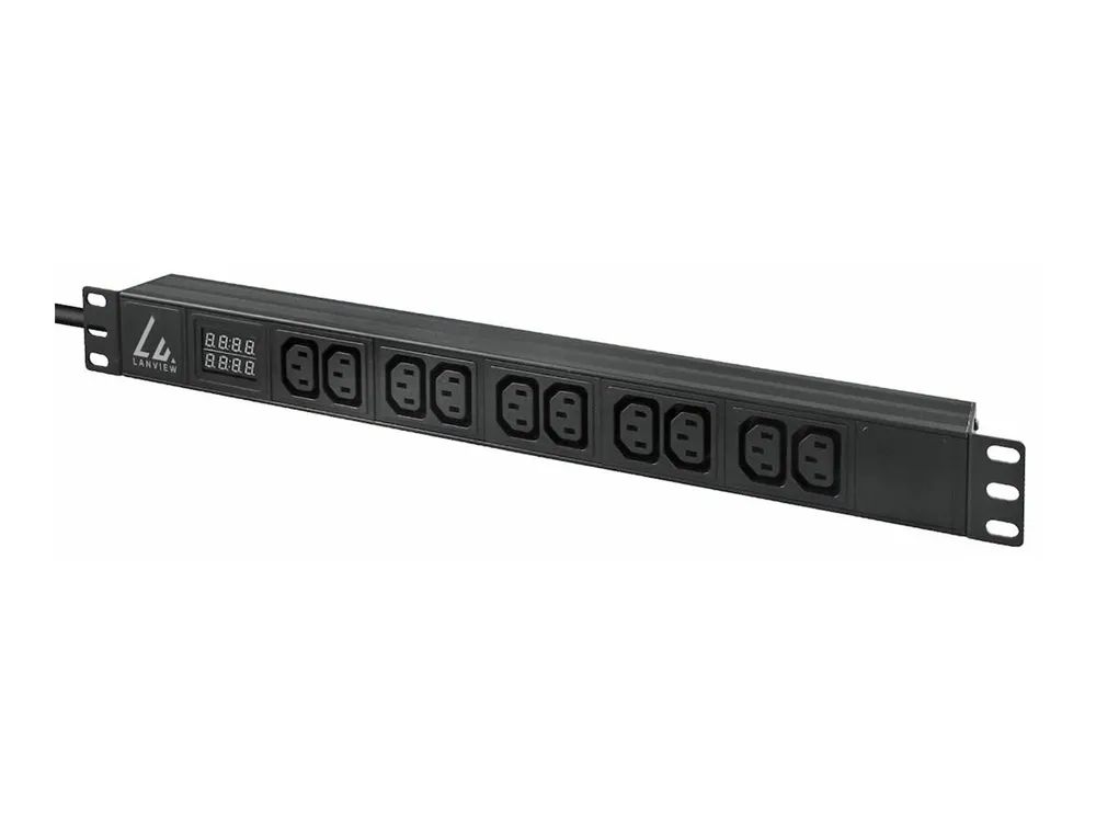 Lanview Steckdosenleiste (Rack - einbaufähig) - 16A, AMP meter - Wechselstrom 230 V - 1-phasig - Eingabe, Eingang IEC 60309 - Ausgangsanschlüsse: 10 (10 x IEC 60320 C13)