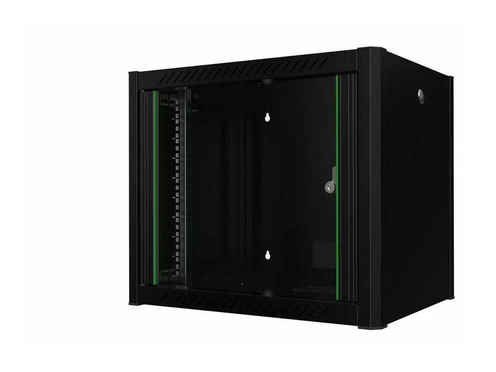 Lanview by Logon - Schrank Netzwerkschrank - 60 x 45, pro - geeignet für Wandmontage - RAL 9005, Schwarz - 9U - 48.3 cm (19")