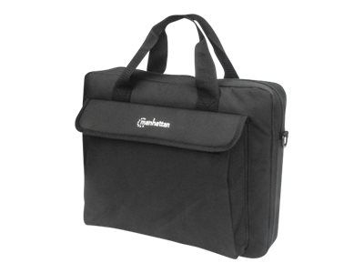 Manhattan London Laptop Bag 14.1", Top Loader, Black, LOW COST, Accessories Pocket, Shoulder Strap (removable)