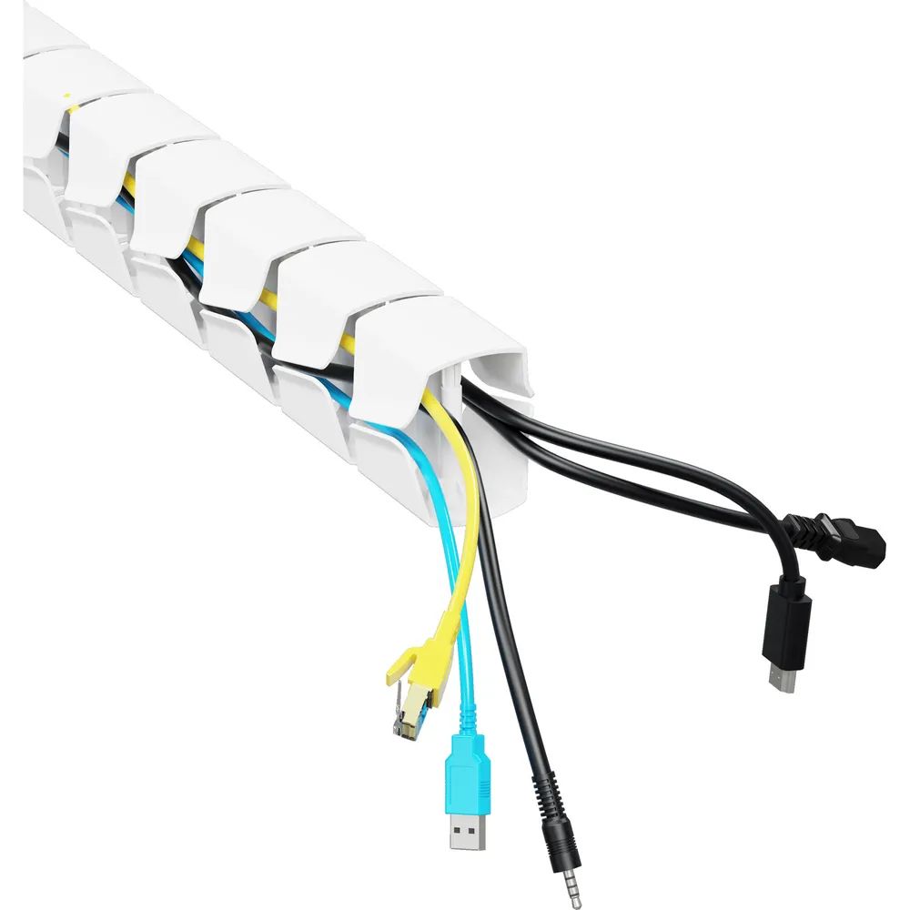 InLine Kabelkanal flexibel - höhenverstellbare Tische mit Tischklemme - weiß