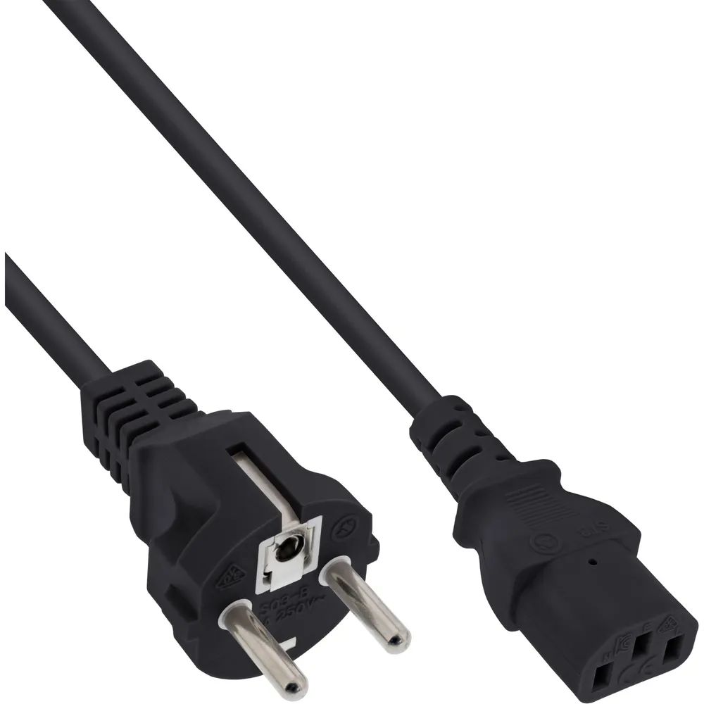 InLine 45er B-Pack Netzkabel - Schutzkont. gerade / Kaltgerätest. C13 - 1m