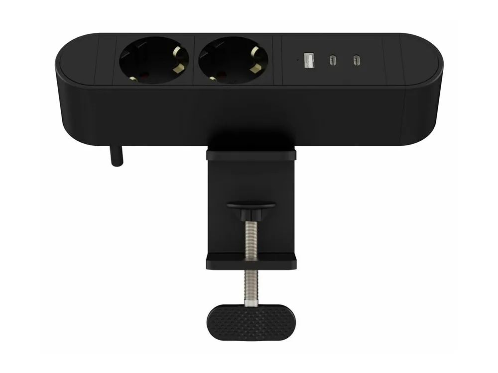 MicroConnect Steckdosenleiste (Klemmbefestigung) - 5 / 9 / 12 V - 30 Watt - Eingabe, Eingang power CEE 7/7 - Ausgangsanschlüsse: 5 (2 x CEE 7/7, USB, 2 x USB-C)