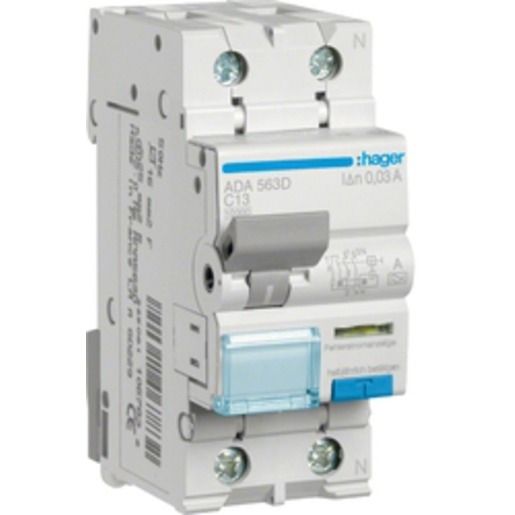 Hager FI-LS 1P+N 10KA C-13A 30MA A / HAGER ADA563D