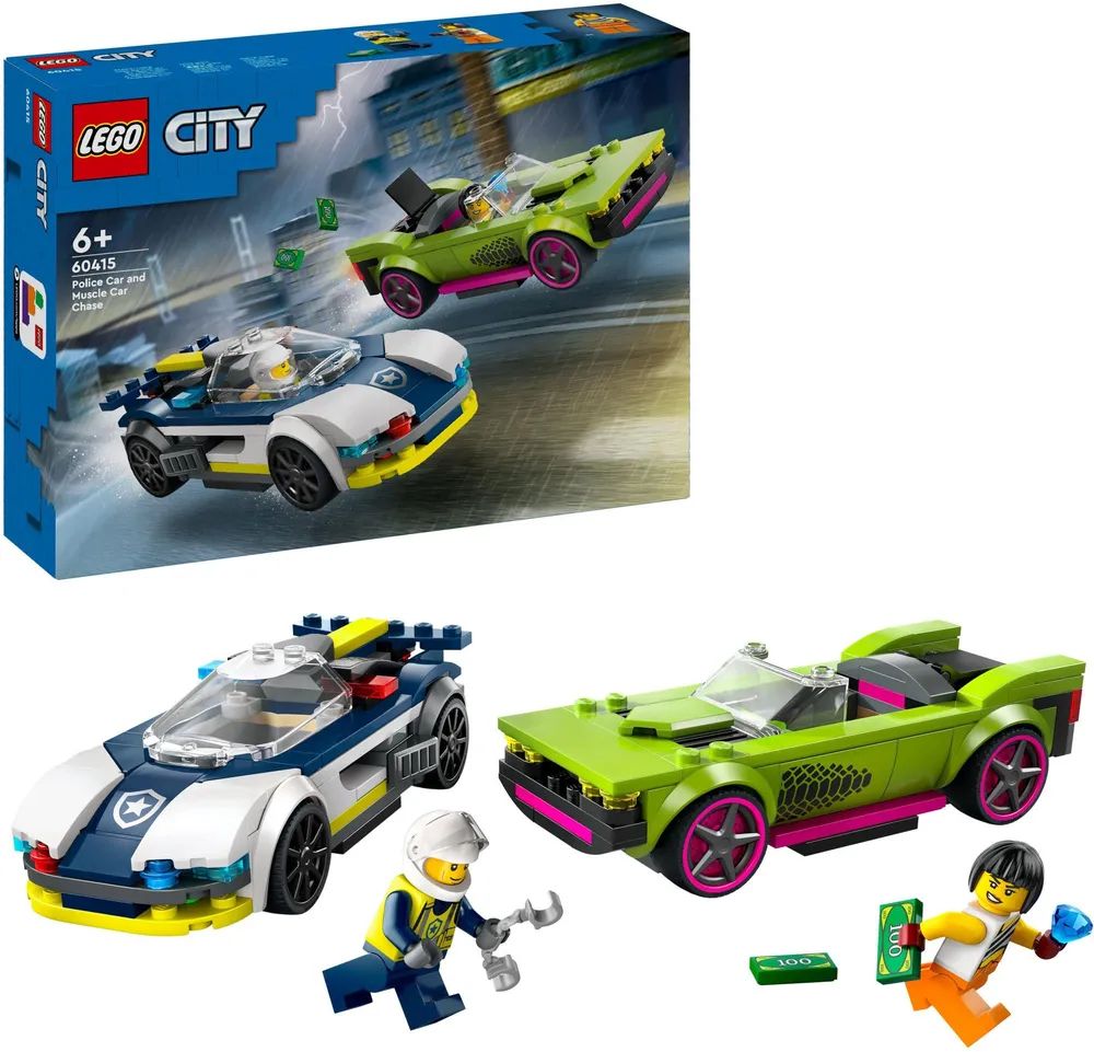 LEGO 60415 City Verfolgungsjagd mit Polizeiauto und Muscle Car