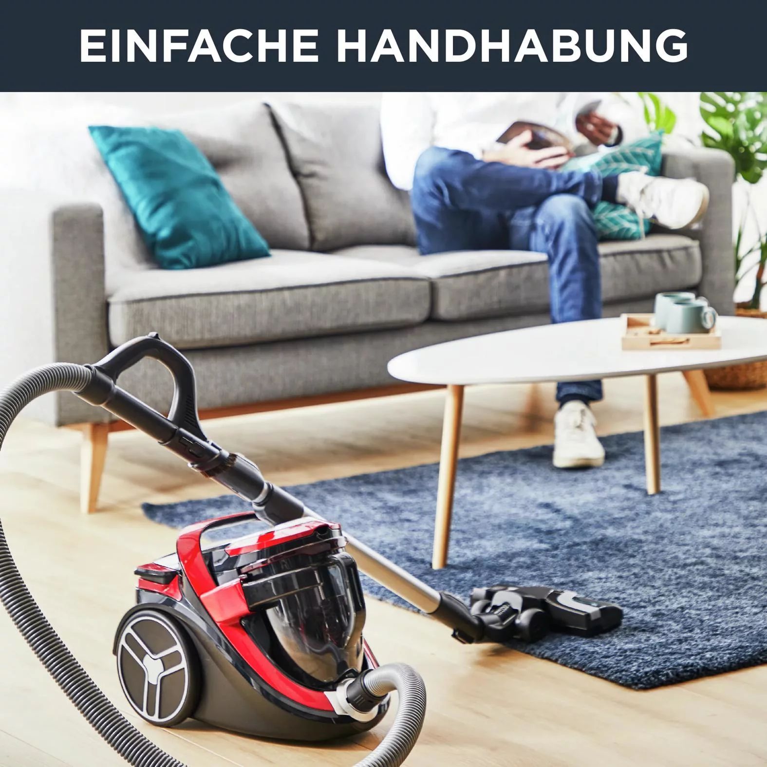 Rowenta RO7649 Zyklon-Staubsauger, Silence Force Cyclonic Home & Car - Schwarz/Rot