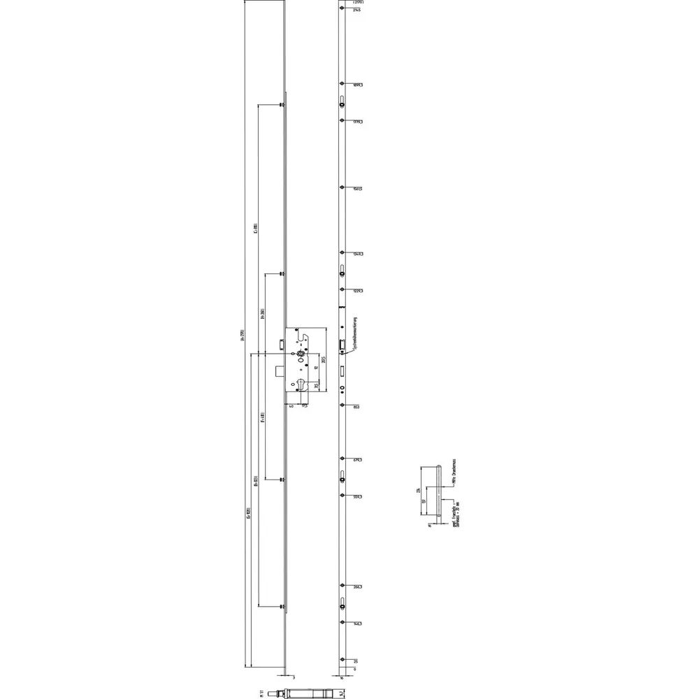 KFV MFV-Schloss BS 8100 DIN, DM 40, Stulp 16 mm eckig,verzinkt silber