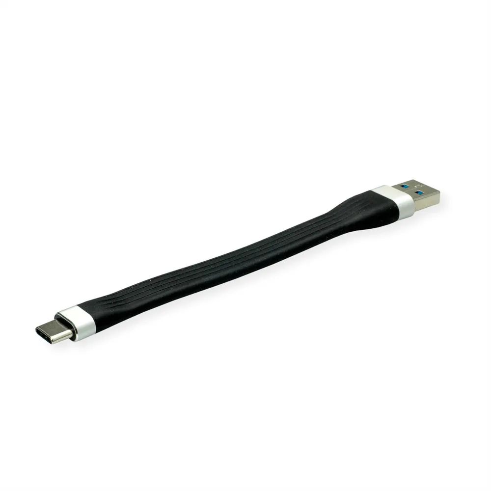 ROLINE USB 3.2 Gen 1 Silikonkabel, A-C, ST/ST, schwarz, 11 cm