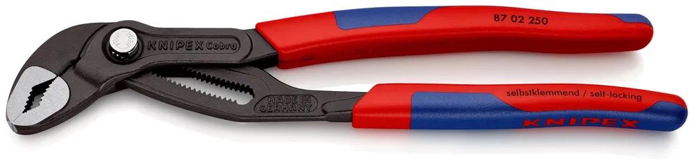 KNIPEX Cobra® Hightech-Wasserpumpenzange mit schlanken Mehrkomponenten-Hüllen grau atramentiert 250 mm
