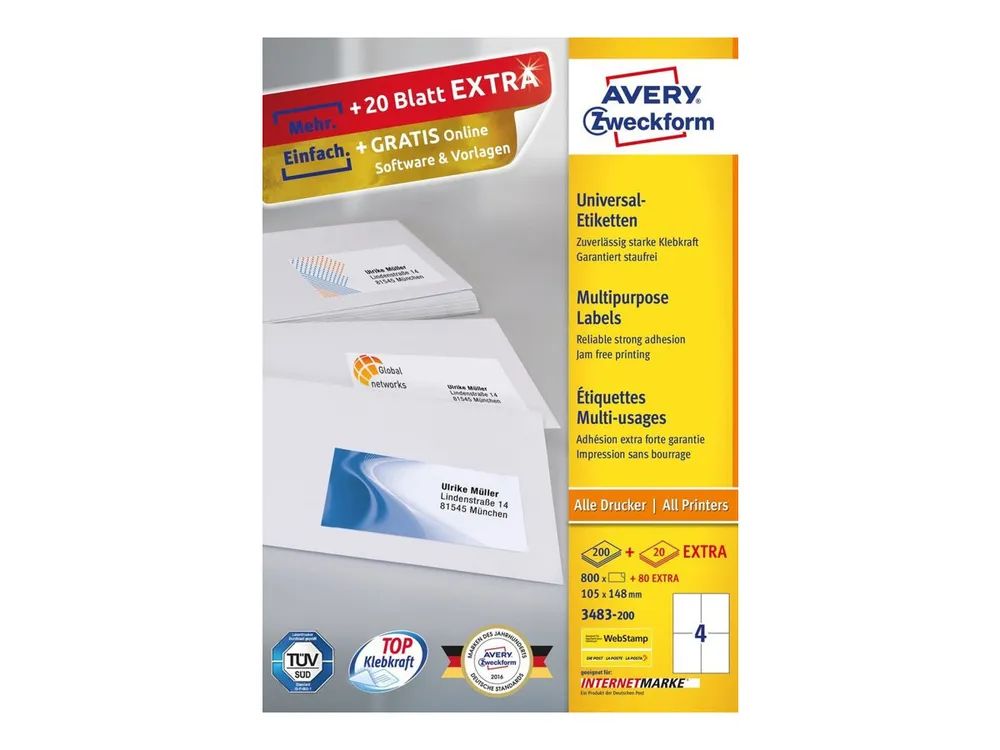 Avery Zweckform Avery - Mehrzwecketiketten - 400 Etikett(en) - A6