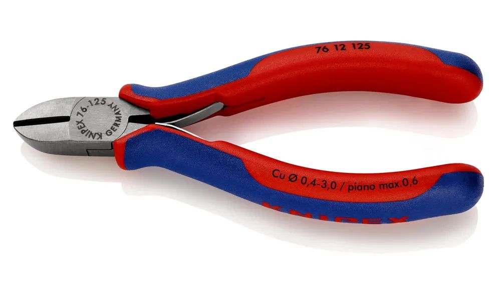 KNIPEX Seitenschneider für Elektromechaniker mit Mehrkomponenten-Hüllen schwarz atramentiert 125 mm