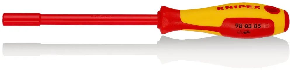 KNIPEX Steckschlüssel mit Schraubendreher-Griff isoliert mit Mehrkomponenten-Hüllen, VDE-geprüft brüniert 232 mm