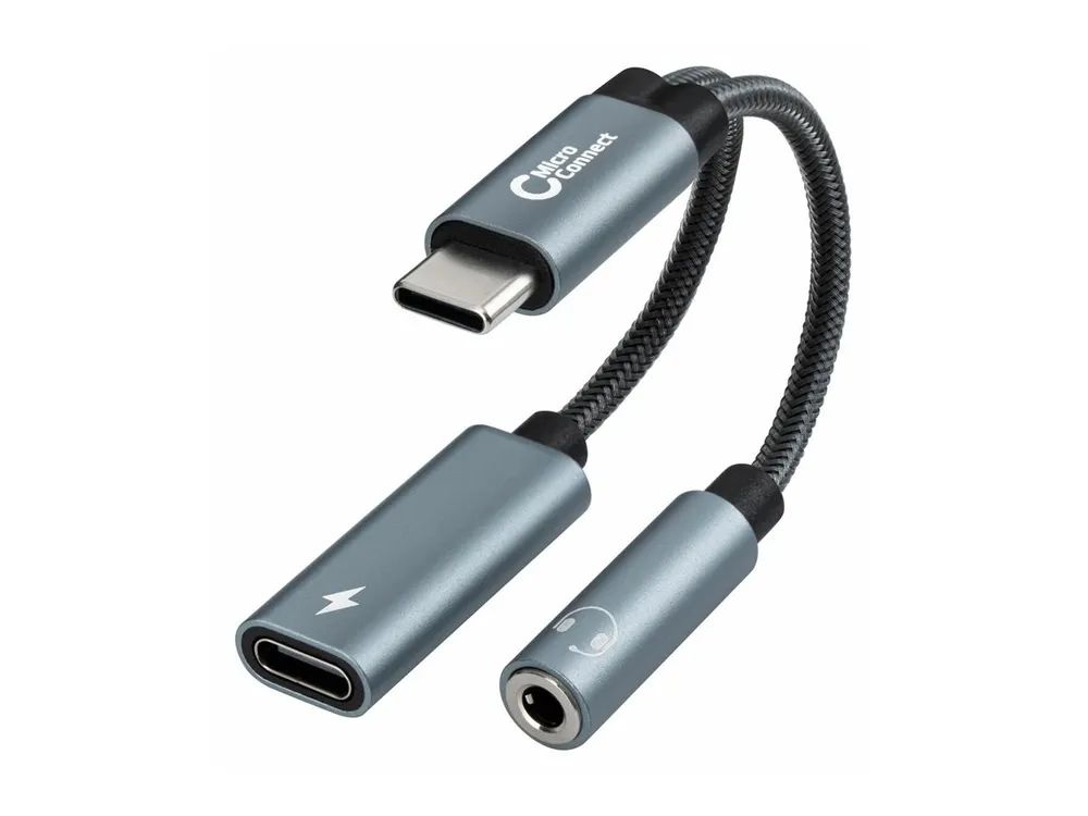 MicroConnect USB-C zu Kopfhöreranschluss / Ladeadapter - 24 pin USB-C männlich zu 3,5-mm-Klinkenstecker, USB-C (PD)