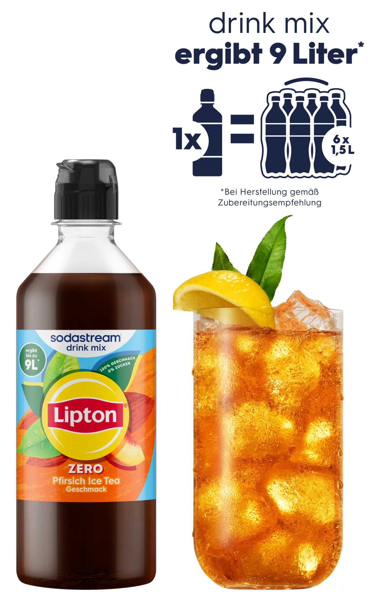SodaStream drink mix LIPTON ICE TEA Pfirsich Zuckerfrei 440ml
