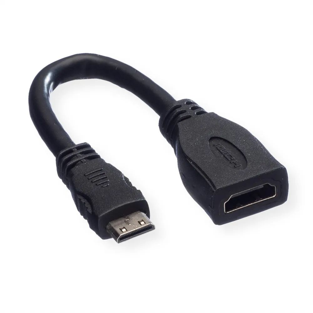 VALUE HDMI High Speed Kabel mit Ethernet, HDMI BU - Mini HDMI ST, 0,15 m
