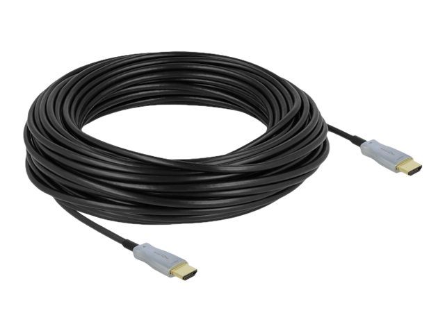 Delock High Speed - HDMI-Kabel - HDMI männlich zu HDMI männlich - 25 m - Glasfaser - Schwarz - 4K Unterstützung, Active Optical Cable (AOC)