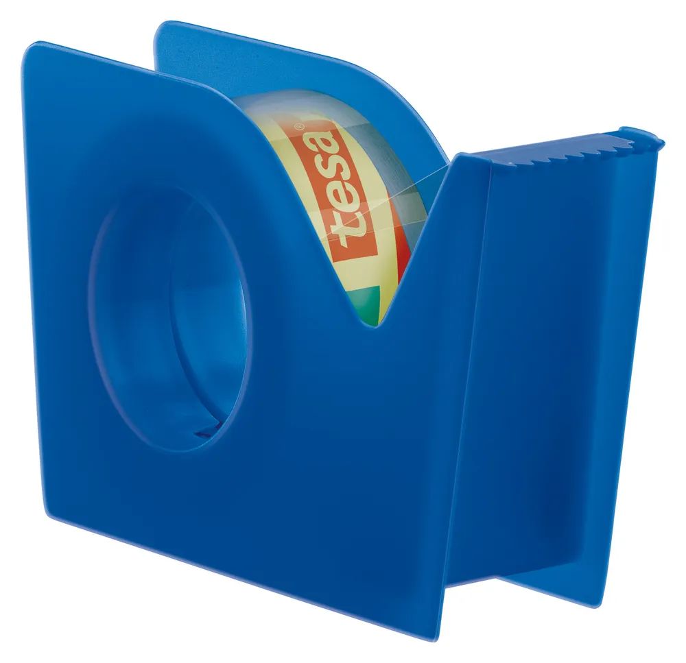 tesa® Klebefilm Transparent Duo – 2 x 10 m x 15 mm – farbiger Abroller inklusive