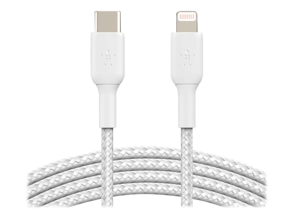 Belkin BoostCharge - Lightning-Kabel - 24 pin USB-C männlich zu Lightning männlich - 2 m - weiß - USB-Stromversorgung (18 W)