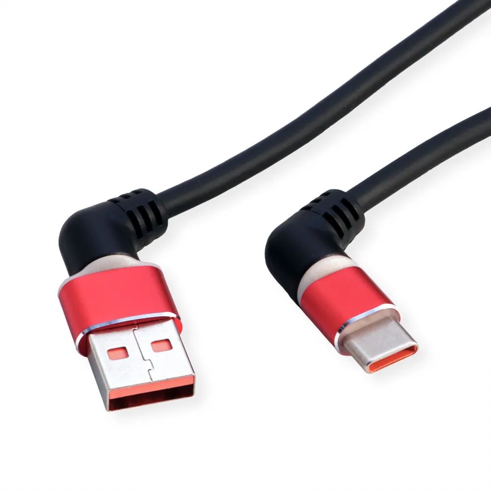 ROLINE USB 2.0 Kabel, Typ-C - Typ-A, ST/ST, 360° Rotation, schwarz / rot, 2 m