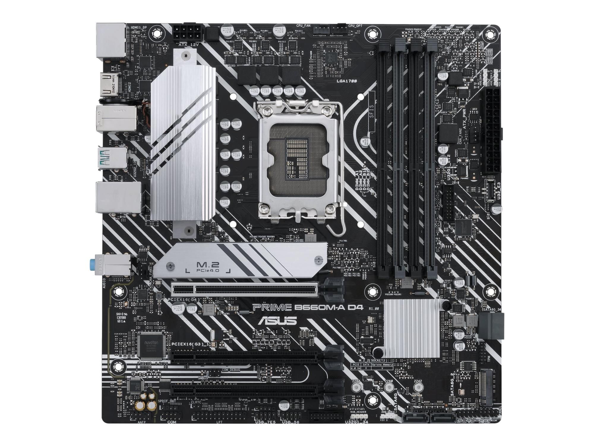 ASUS PRIME B660M-A D4-CSM - Motherboard - micro ATX - LGA1700-Sockel - B660 Chipsatz - USB 3.2 Gen 1, USB-C 3.2 Gen 1, USB 3.2 Gen 2 - Gigabit LAN - Onboard-Grafik (CPU erforderlich)