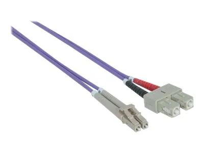 Intellinet Fiber Optic Patch Cable, OM4, LC/SC, 1m, Violet, Duplex, Multimode, 50/125 µm, LSZH, Fibre, Lifetime Warranty, Polybag - Patch-Kabel - SC multi-mode (M)
