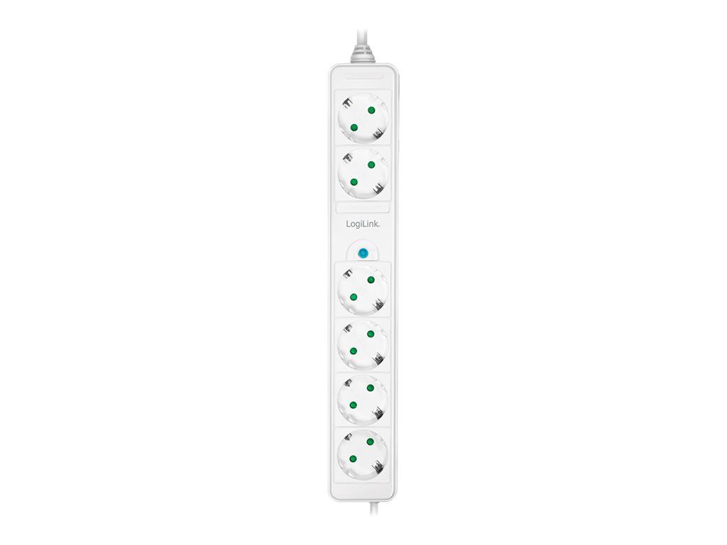 LogiLink Steckdosenleiste - Wechselstrom 230 V - 3500 Watt - Ausgangsanschlüsse: 6 (6 x Leistungs-CEE 7/3)