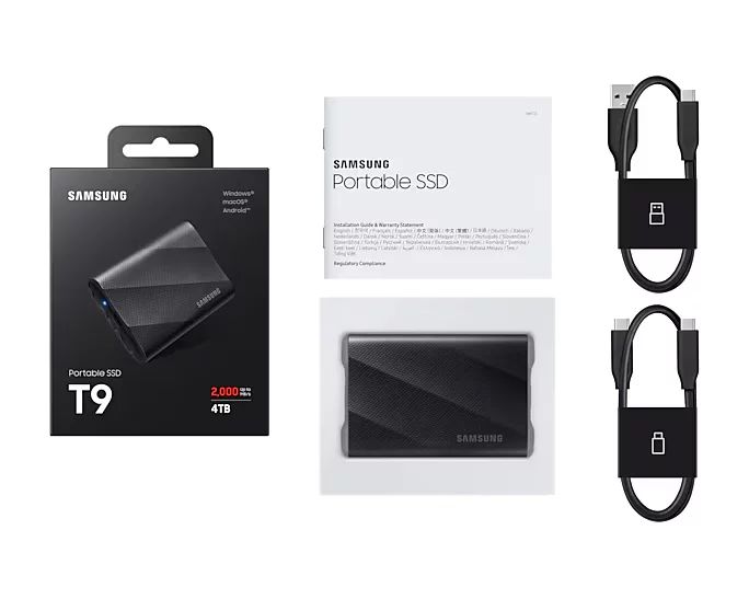 Samsung T9 MU-PG4T0B - SSD - verschlüsselt - 4 TB - extern (tragbar)