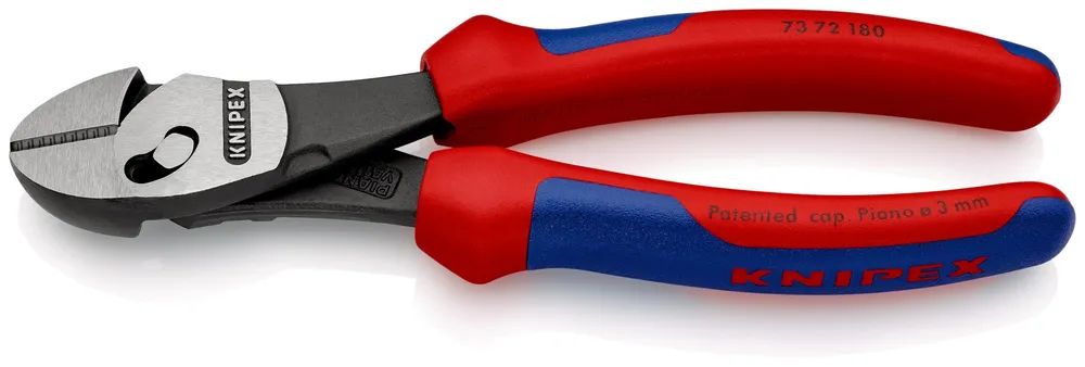 KNIPEX TwinForce® Hochleistungs-Seitenschneider mit Mehrkomponenten-Hüllen schwarz atramentiert 180 mm