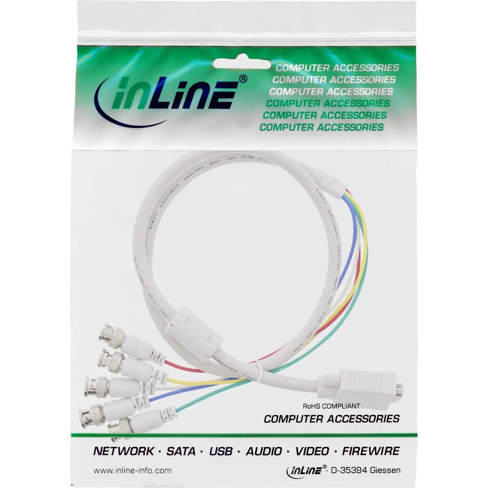 InLine VGA BNC Kabel - 5x BNC Stecker an 15pol HD Stecker - 5m